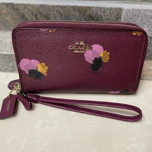 Coach Plum Double Zip Wallet Wristlet